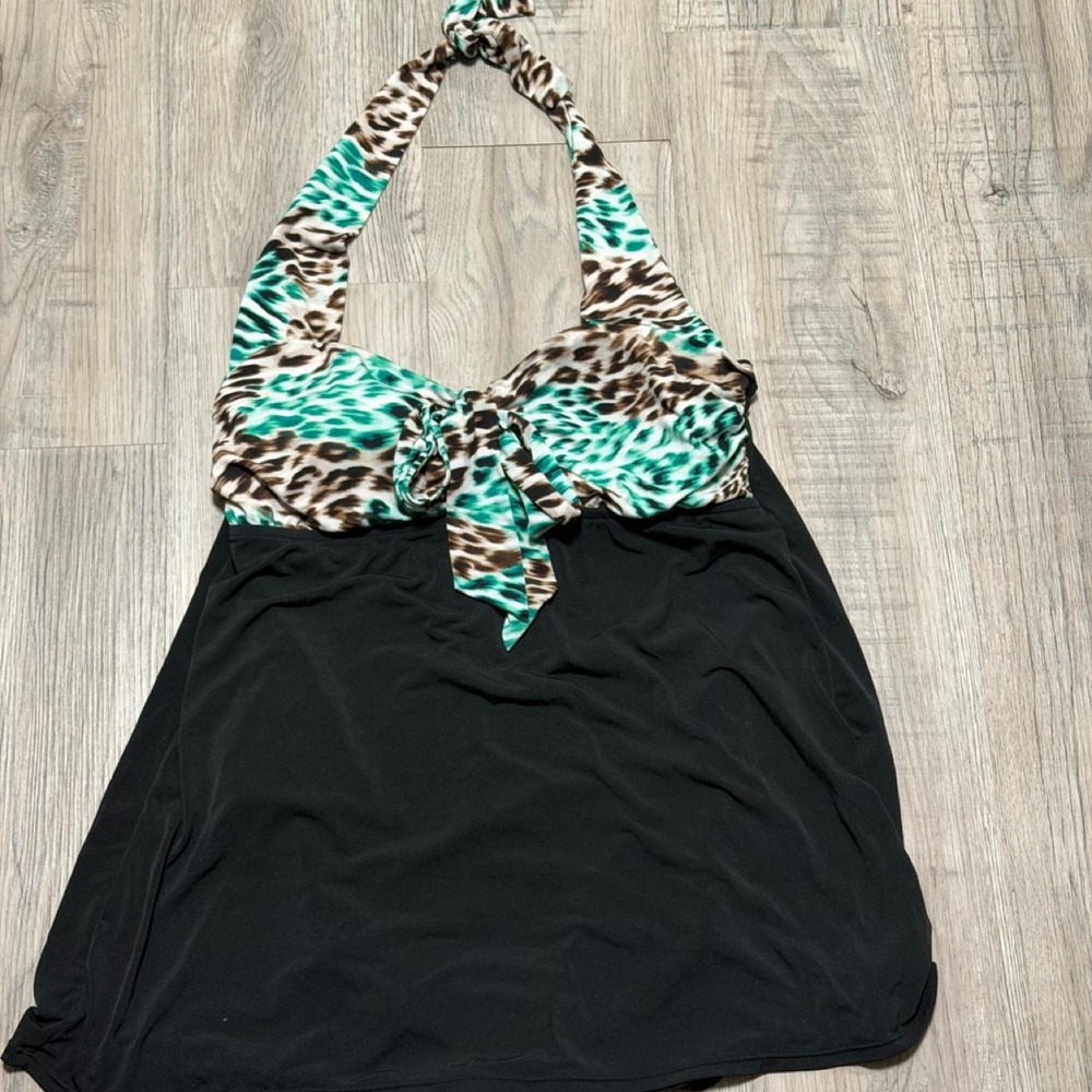 Catalina Leopard Print Tankini Swim Top Women 1X